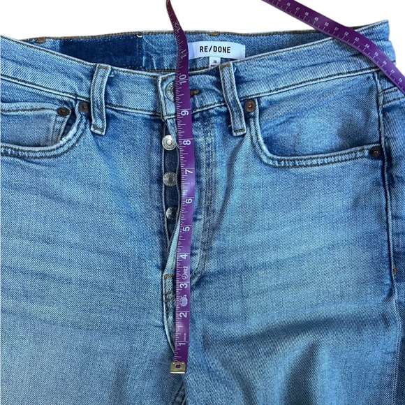 Re/Done Stove Pipe Cropped Jeans Light Wash Raw Hem Size 26 Mid 90s Button Fly - Picture 7 of 13